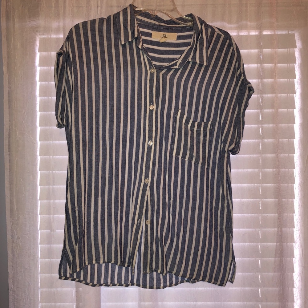 Blue striped button up shirt